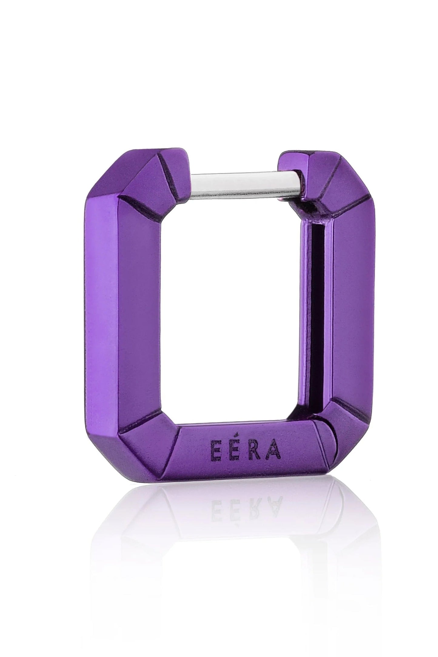 EÉRA-Mini Purple EÉRA Square Huggie-WHITE GOLD