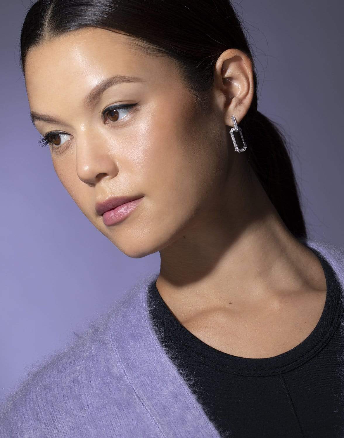 EÉRA-Small White Gold Pave Chiara Earring-WHITE GOLD