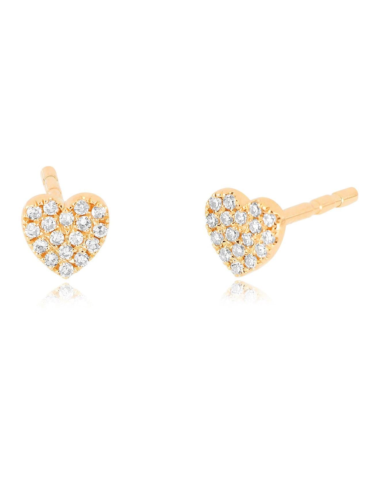EF COLLECTION-Baby Diamond Heart Stud Earrings-ROSE GOLD