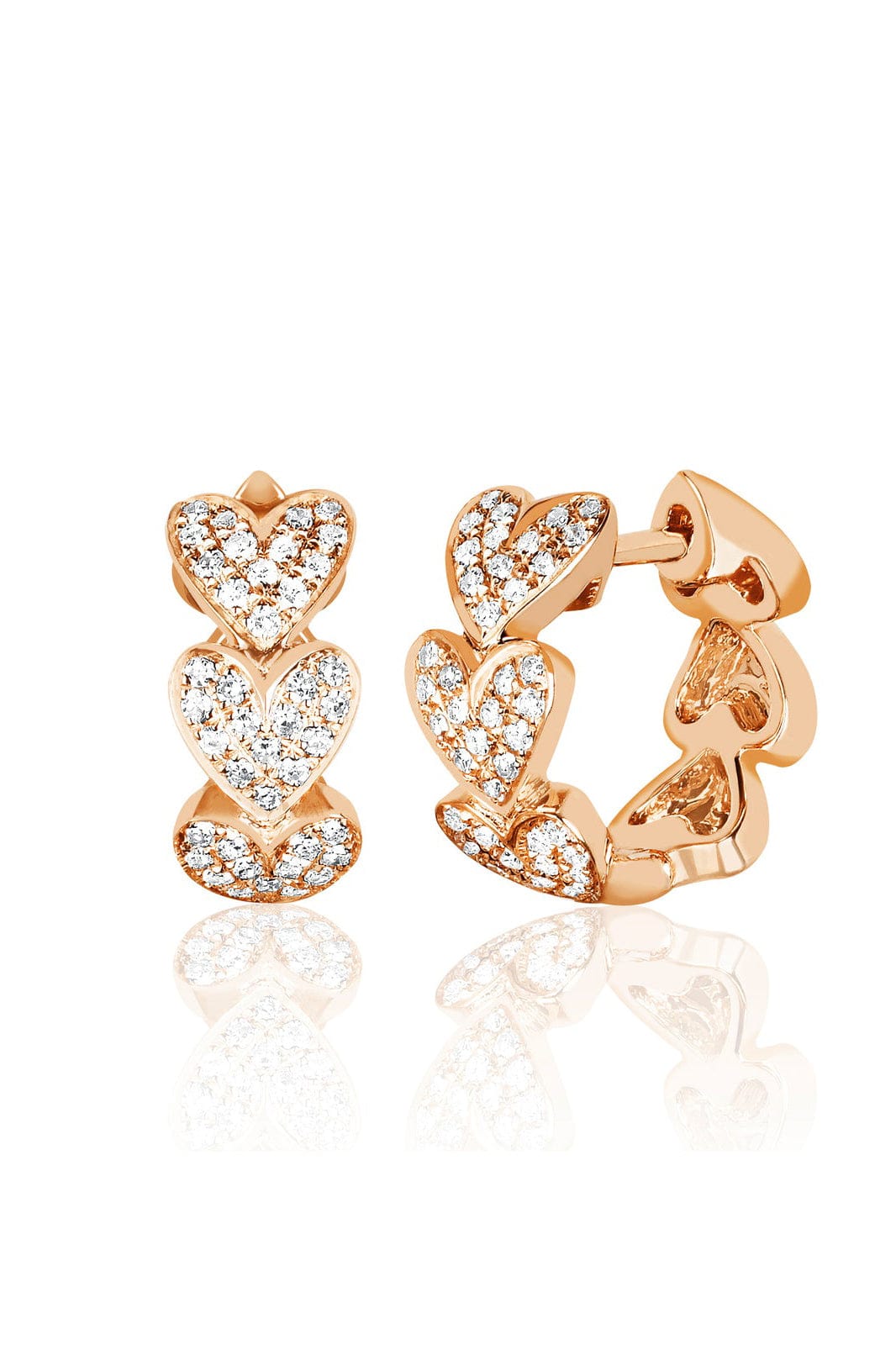 EF COLLECTION-Diamond Multi Heart Huggies-ROSE GOLD
