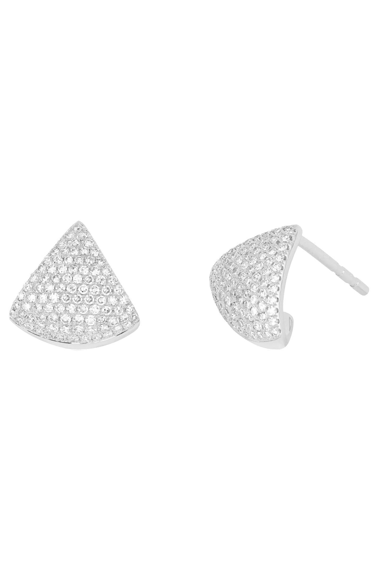 EF COLLECTION-Diamond Chevron Earrings-WHITE GOLD