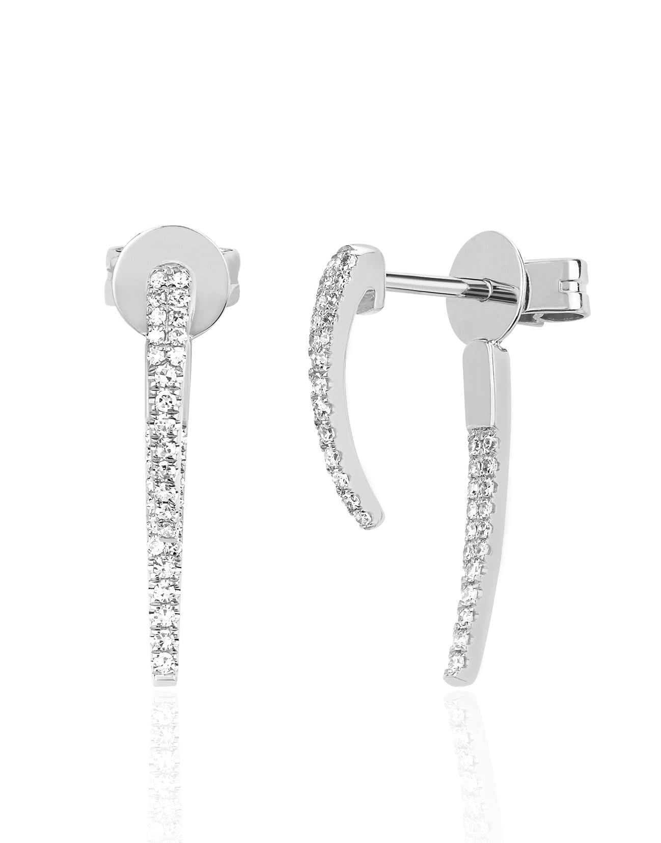 EF COLLECTION-Diamond Hook Earrings-WHITE GOLD