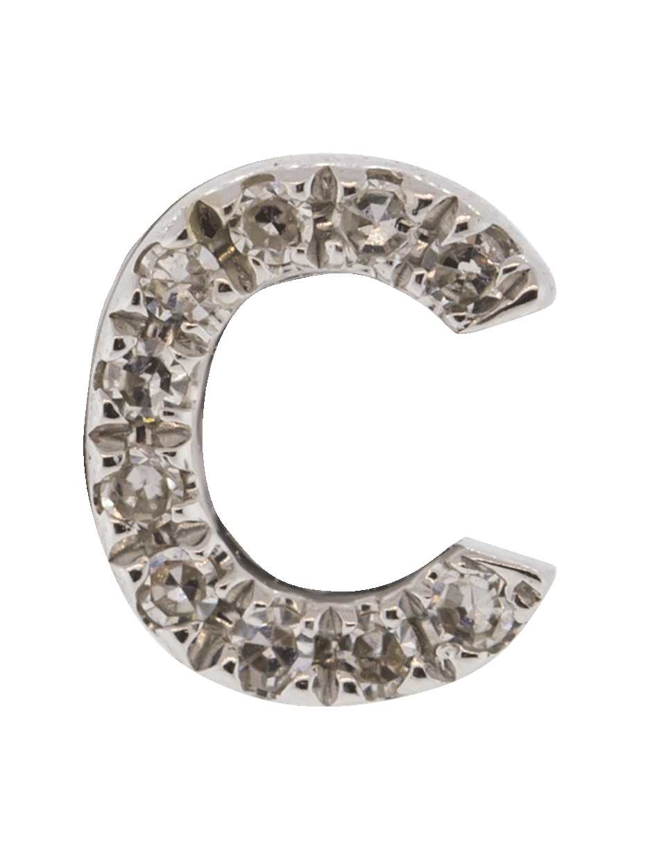 EF COLLECTION-Diamond Initial C Stud Earring-WHITE GOLD