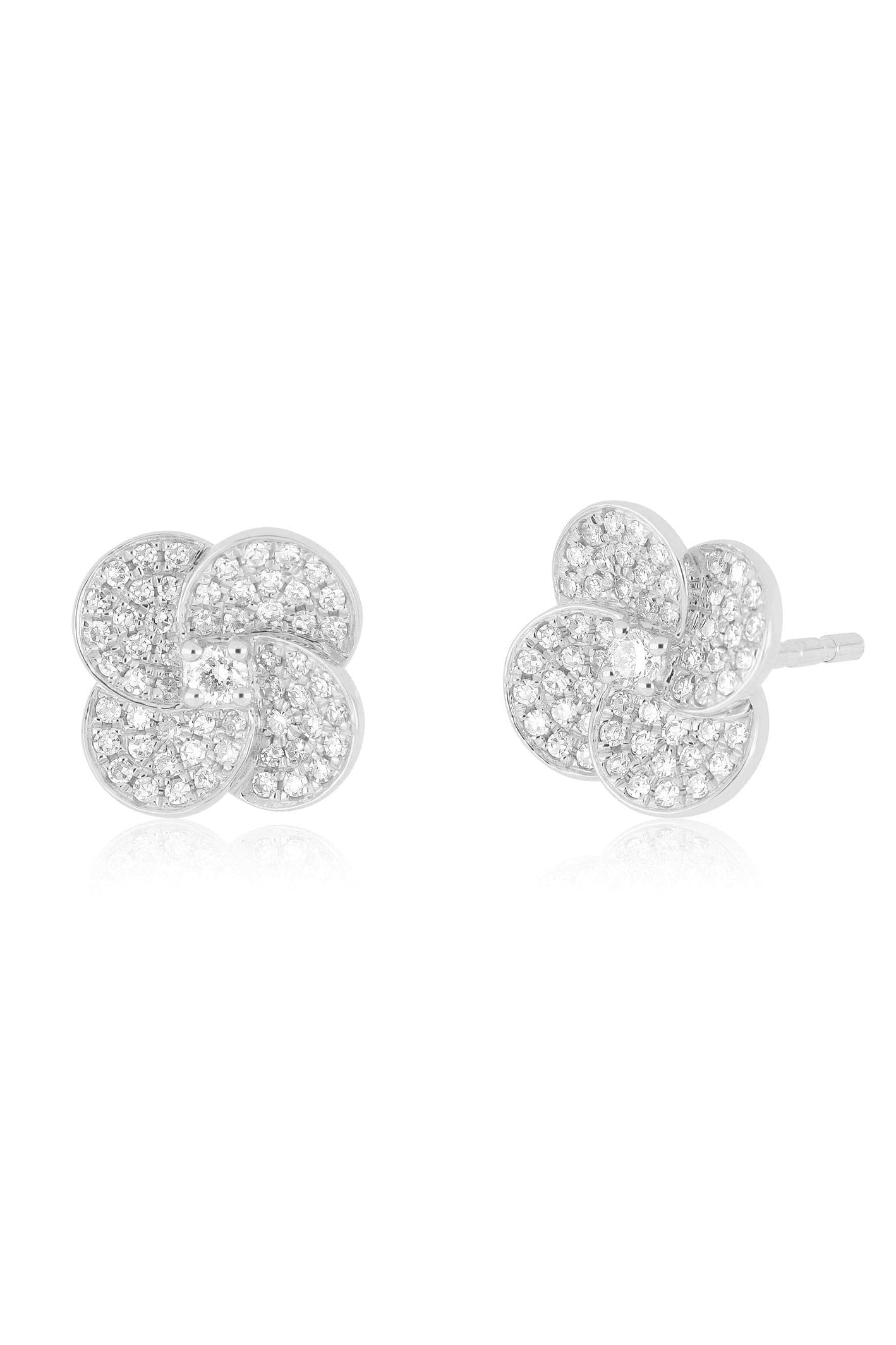 EF COLLECTION-Diamond Jumbo Petal Stud Earrings-WHITE GOLD