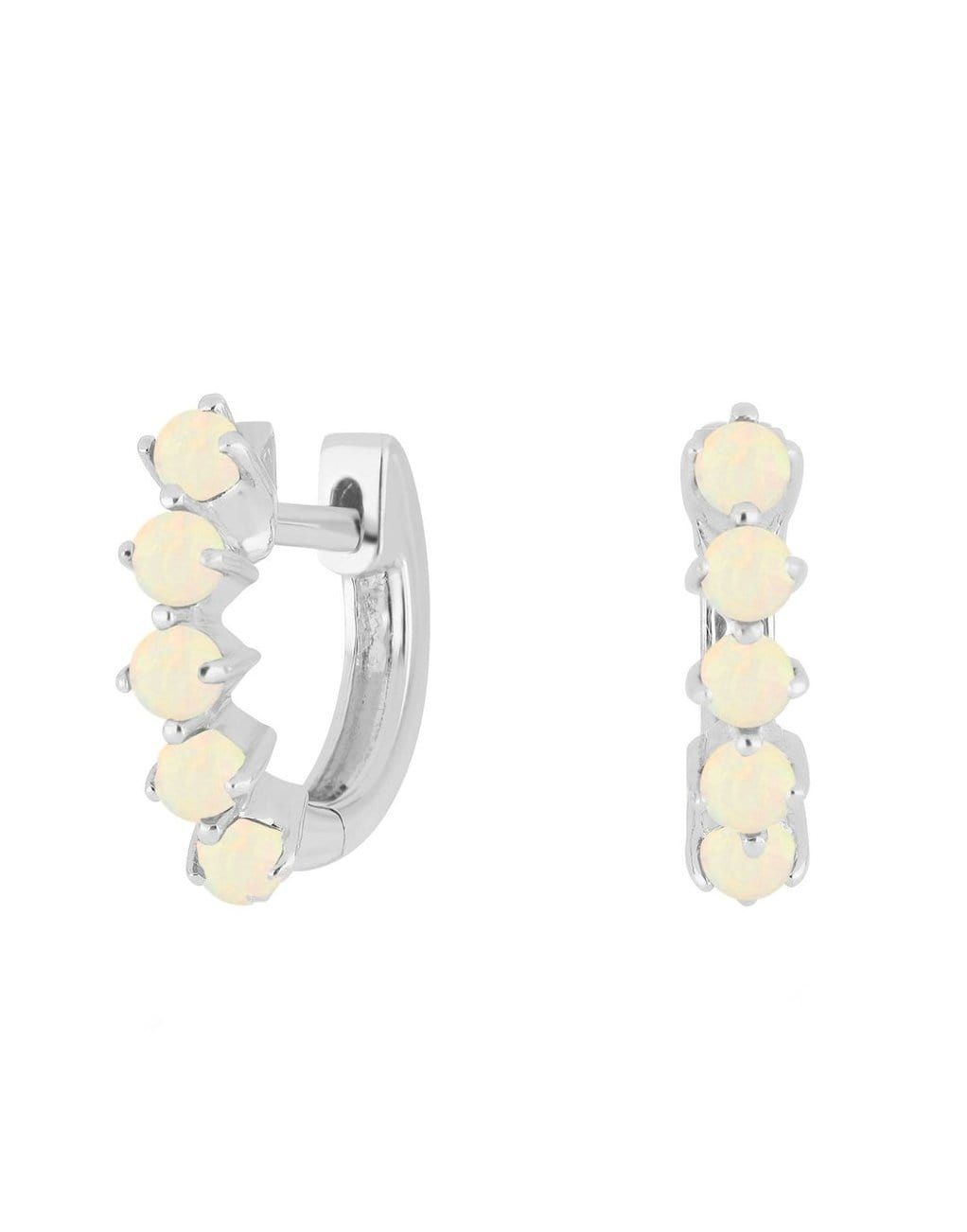 EF COLLECTION-Sloane Opal Mini Huggie Earring-WHITE GOLD