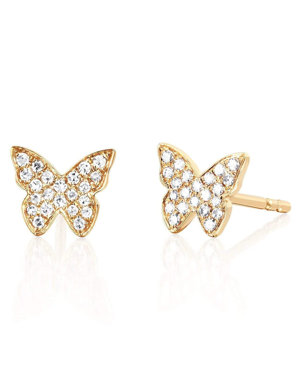 EF COLLECTION-Diamond Butterfly Earrings-YELLOW GOLD