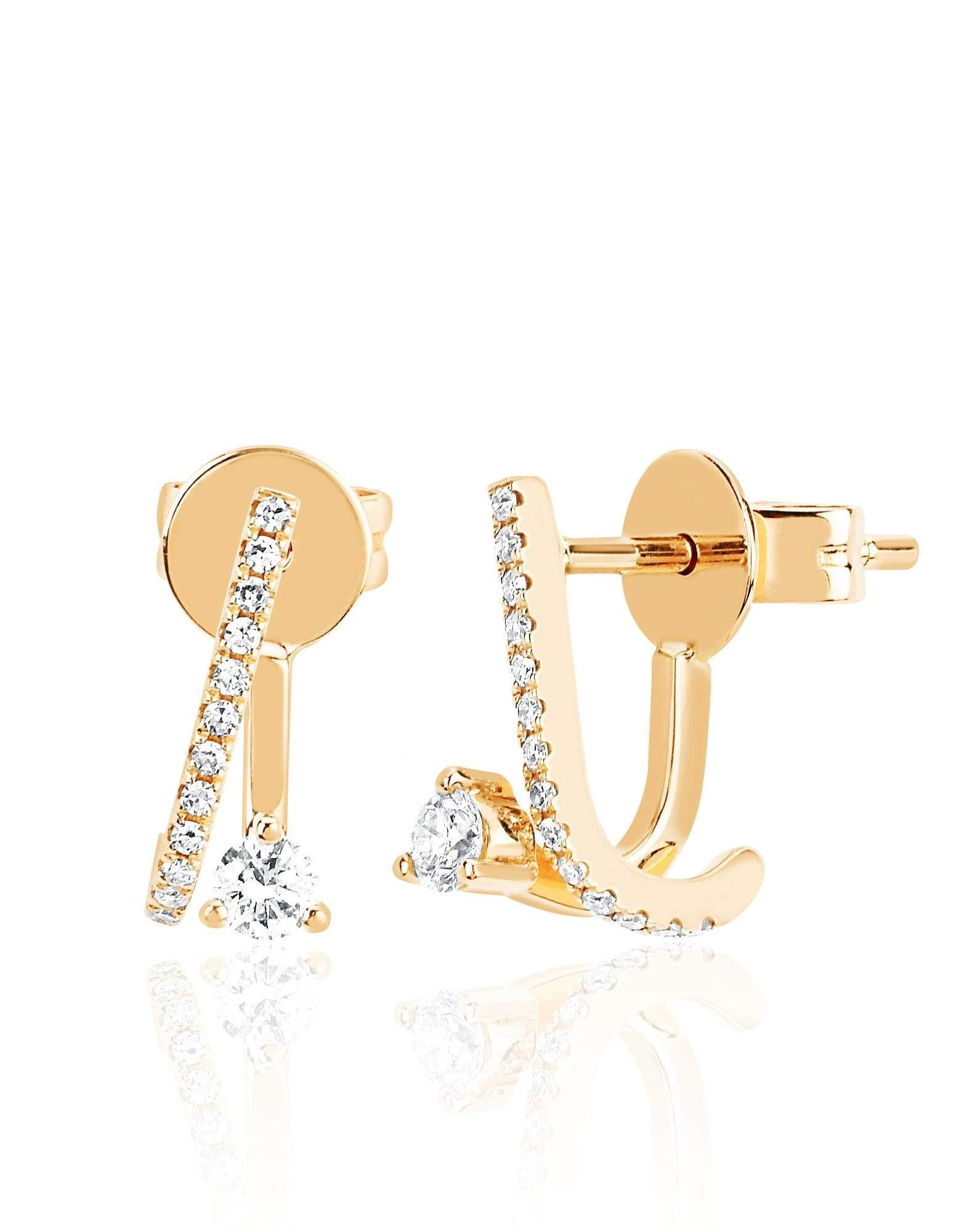 EF COLLECTION-Diamond Illusion Stud Earrings-YELLOW GOLD