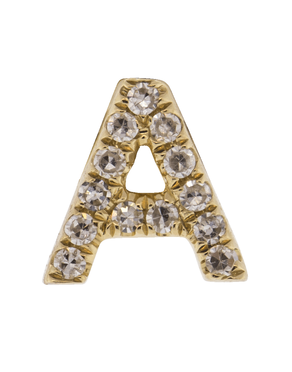 EF COLLECTION-Diamond Initial A Stud Earring-YELLOW GOLD