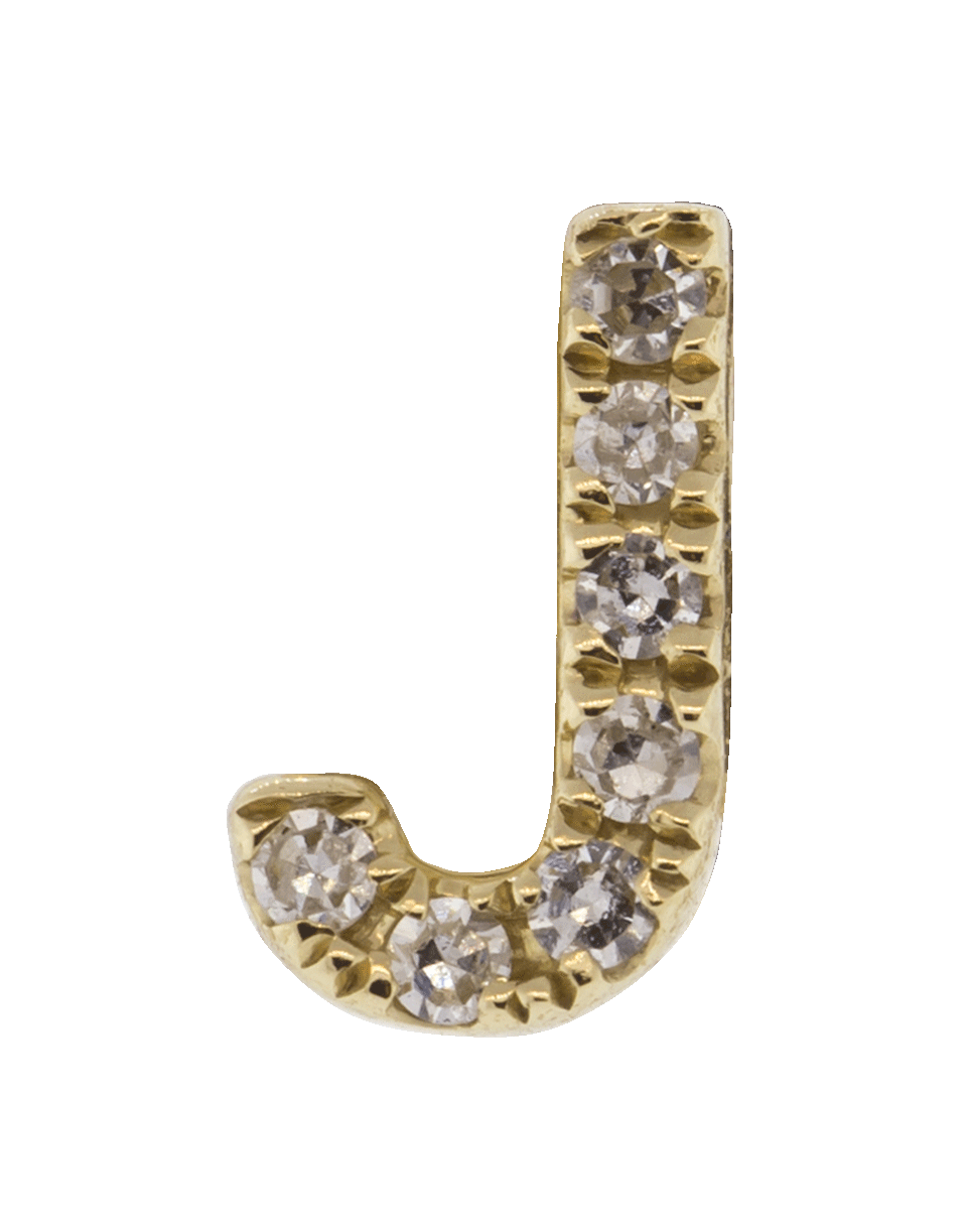 EF COLLECTION-Diamond Initial J Stud Earring-YELLOW GOLD