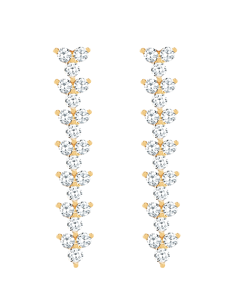 EF COLLECTION-Diamond Multi Trio Drop Earrings-YELLOW GOLD