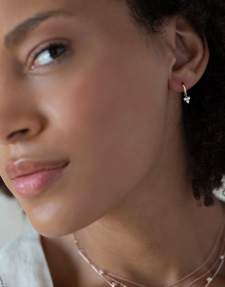 EF COLLECTION-Diamond Trio Drop Huggies-YELLOW GOLD