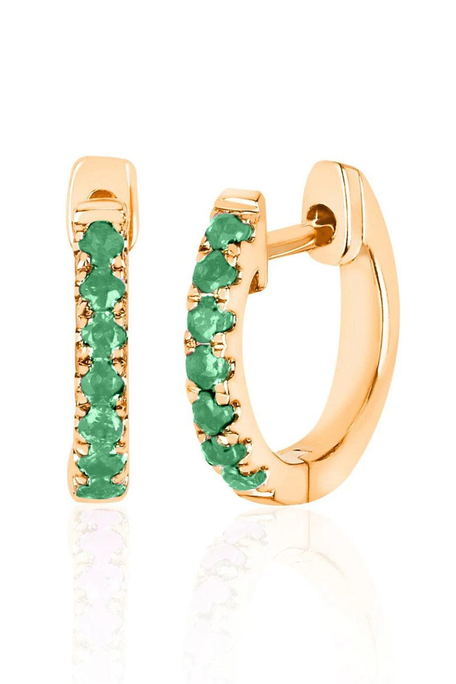 EF COLLECTION-Emerald Mini Huggies-YELLOW GOLD