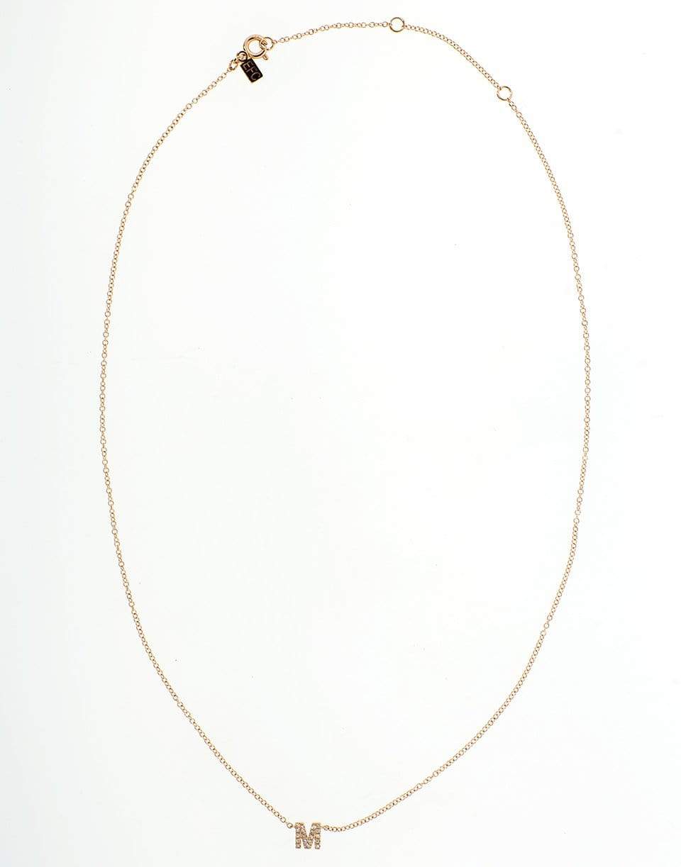 EF COLLECTION-Diamond Initial M Necklace-ROSE GOLD