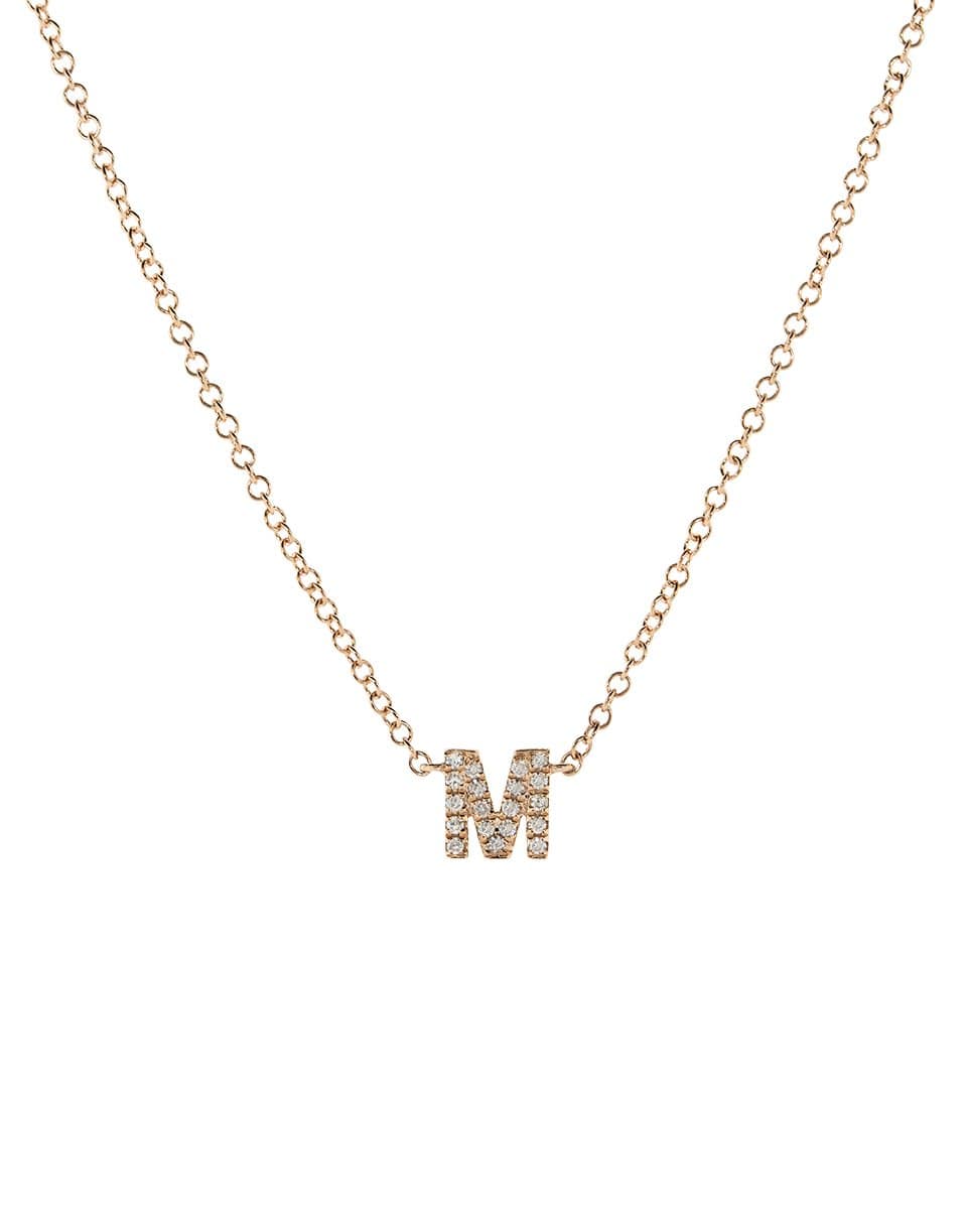 EF COLLECTION-Diamond Initial M Necklace-ROSE GOLD