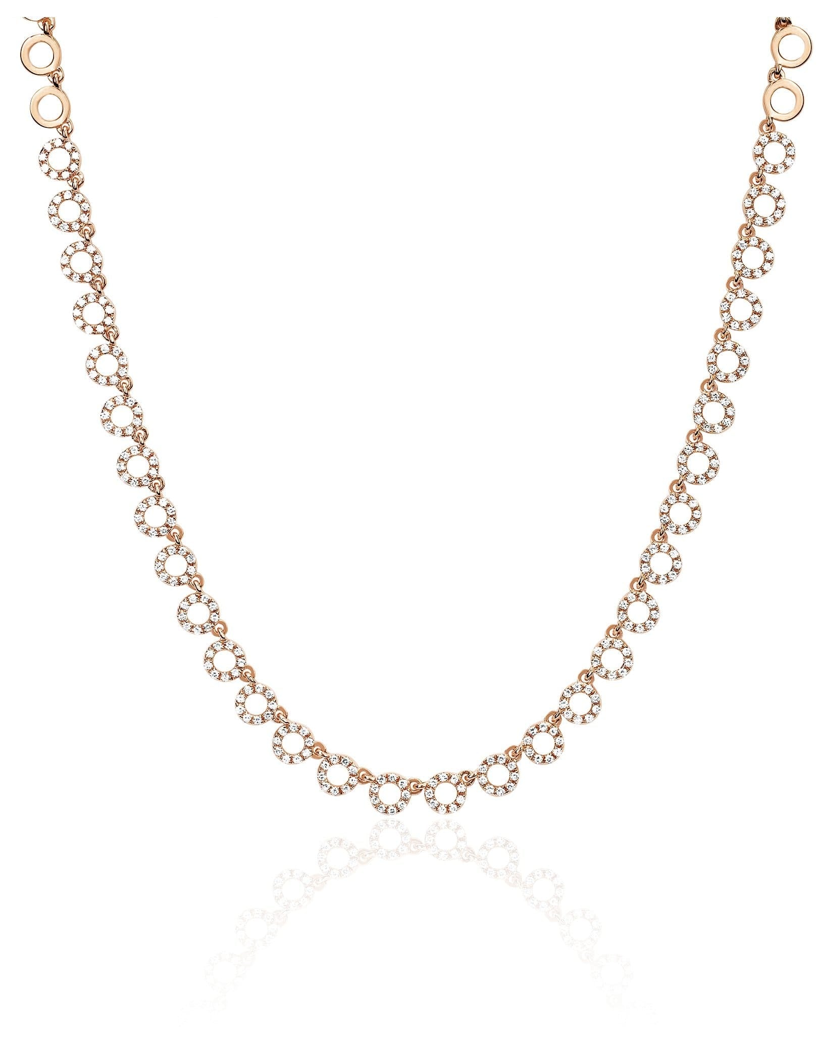 EF COLLECTION-Half Diamond Open Circle Necklace-ROSE GOLD