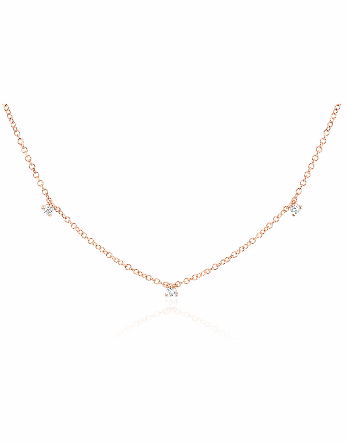 EF COLLECTION-Prong Set 7 Diamond Necklace-ROSE GOLD