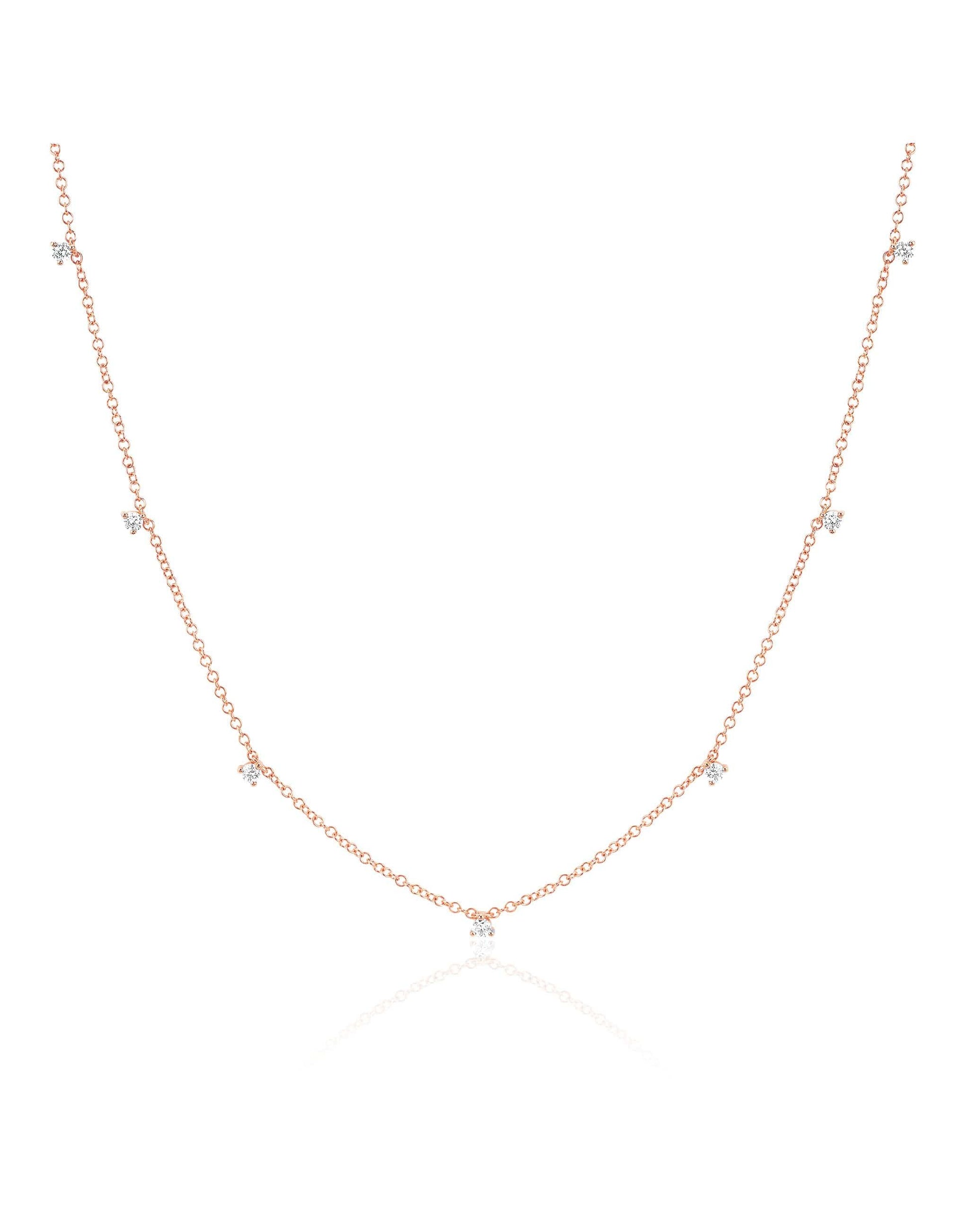 EF COLLECTION-Prong Set 7 Diamond Necklace-ROSE GOLD