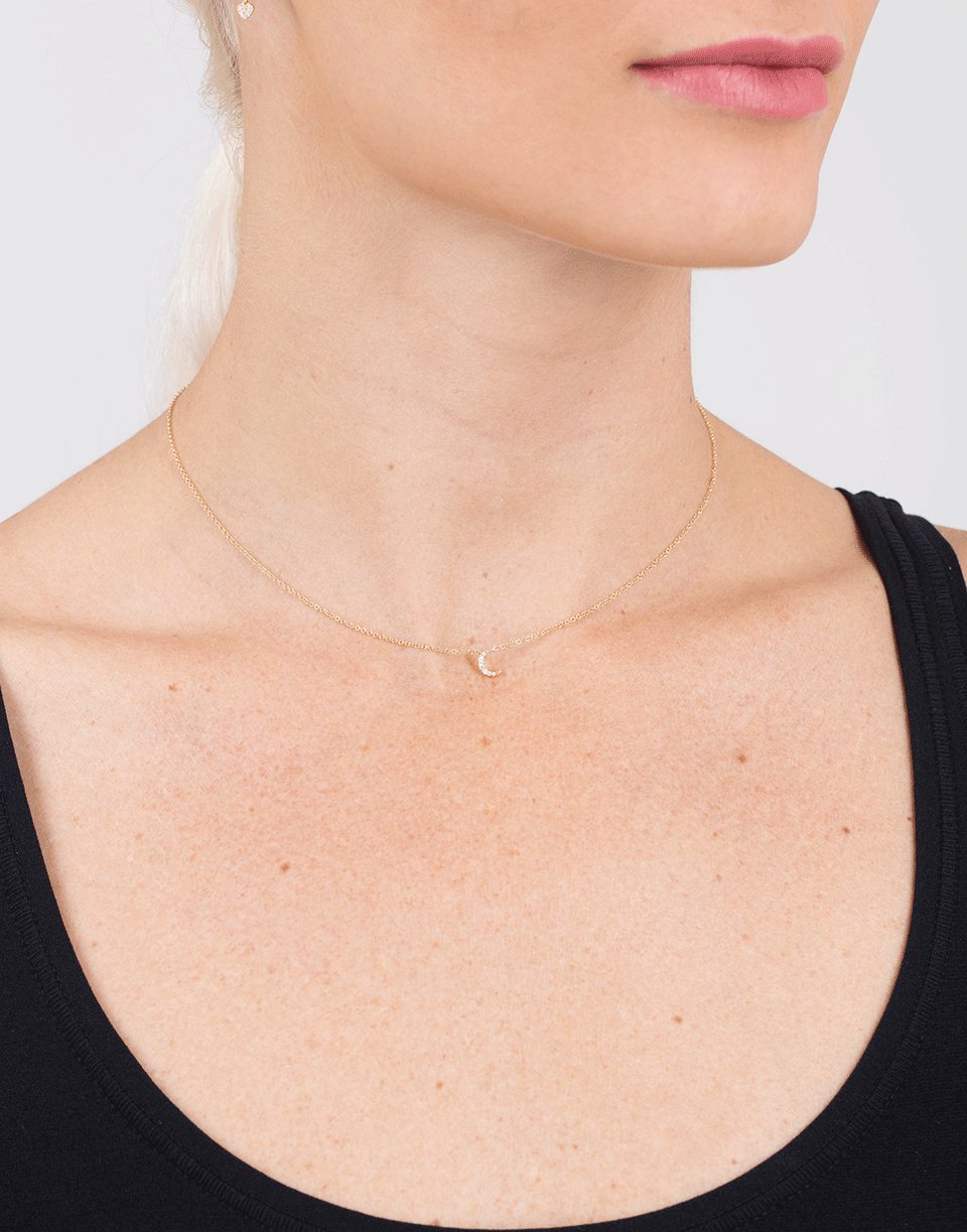 EF COLLECTION-Diamond Moon Choker Necklace-YELLOW GOLD