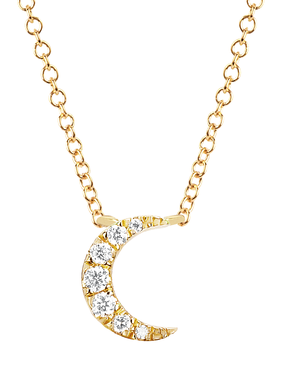 EF COLLECTION-Diamond Moon Choker Necklace-YELLOW GOLD