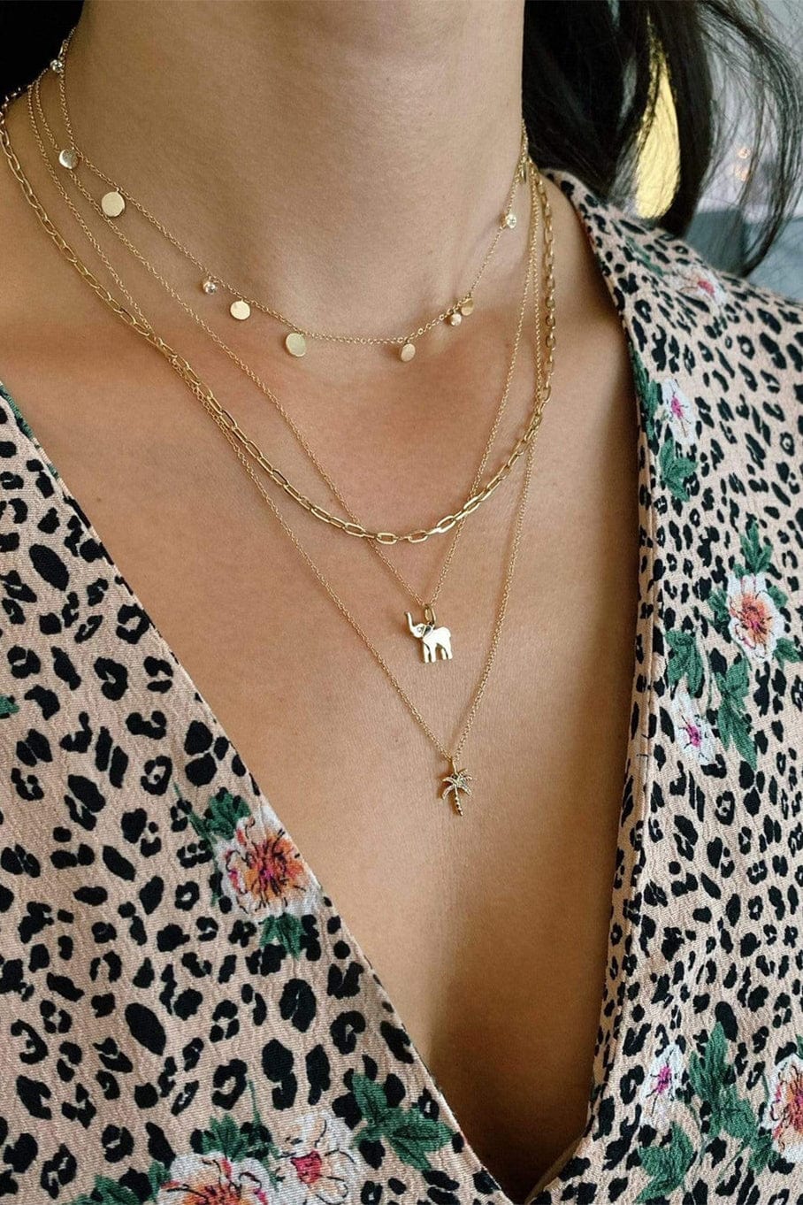 EF COLLECTION-Mini Link Necklace-YELLOW GOLD