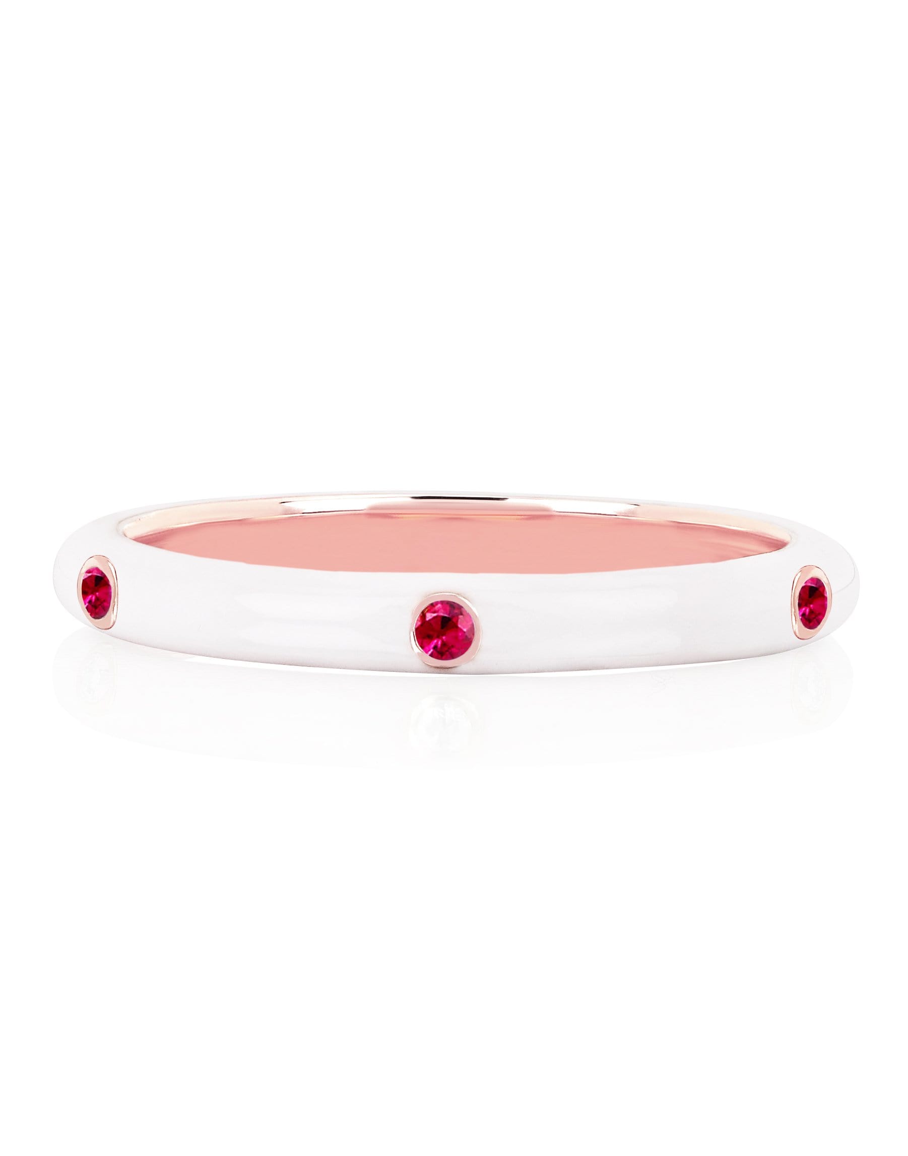 EF COLLECTION-White Enamel and Ruby Ring-ROSE GOLD