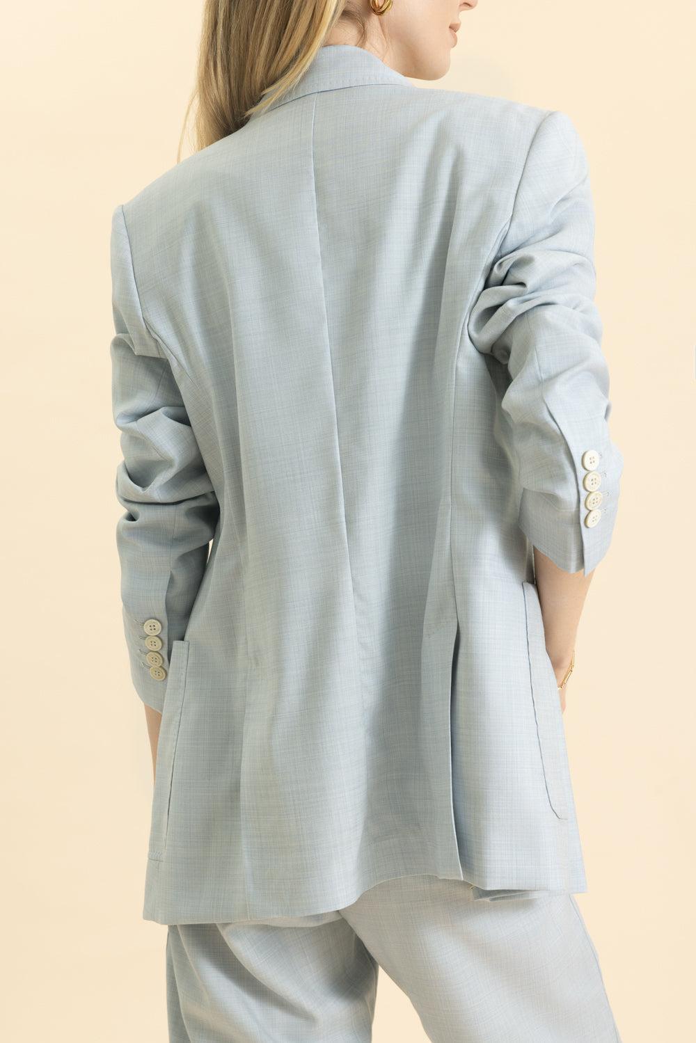 Single Breasted Blazer with Bib-BLUE-36-CLOTHINGJACKETBLAZERS-ELEVENTY