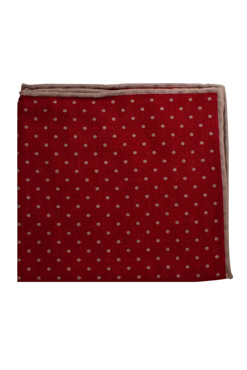 ELEVENTY-Pocket Square - Red Dot-RED/SAND