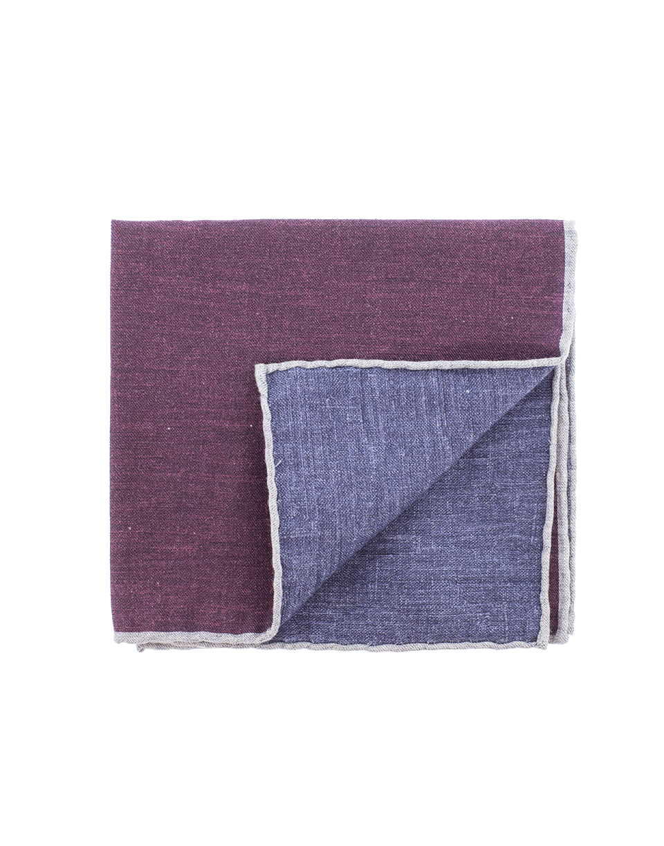 ELEVENTY-Solid Pocket Square With Trim-AUBERGINE