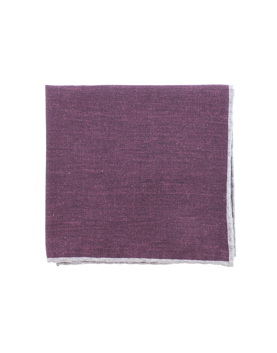 ELEVENTY-Solid Pocket Square With Trim-AUBERGINE