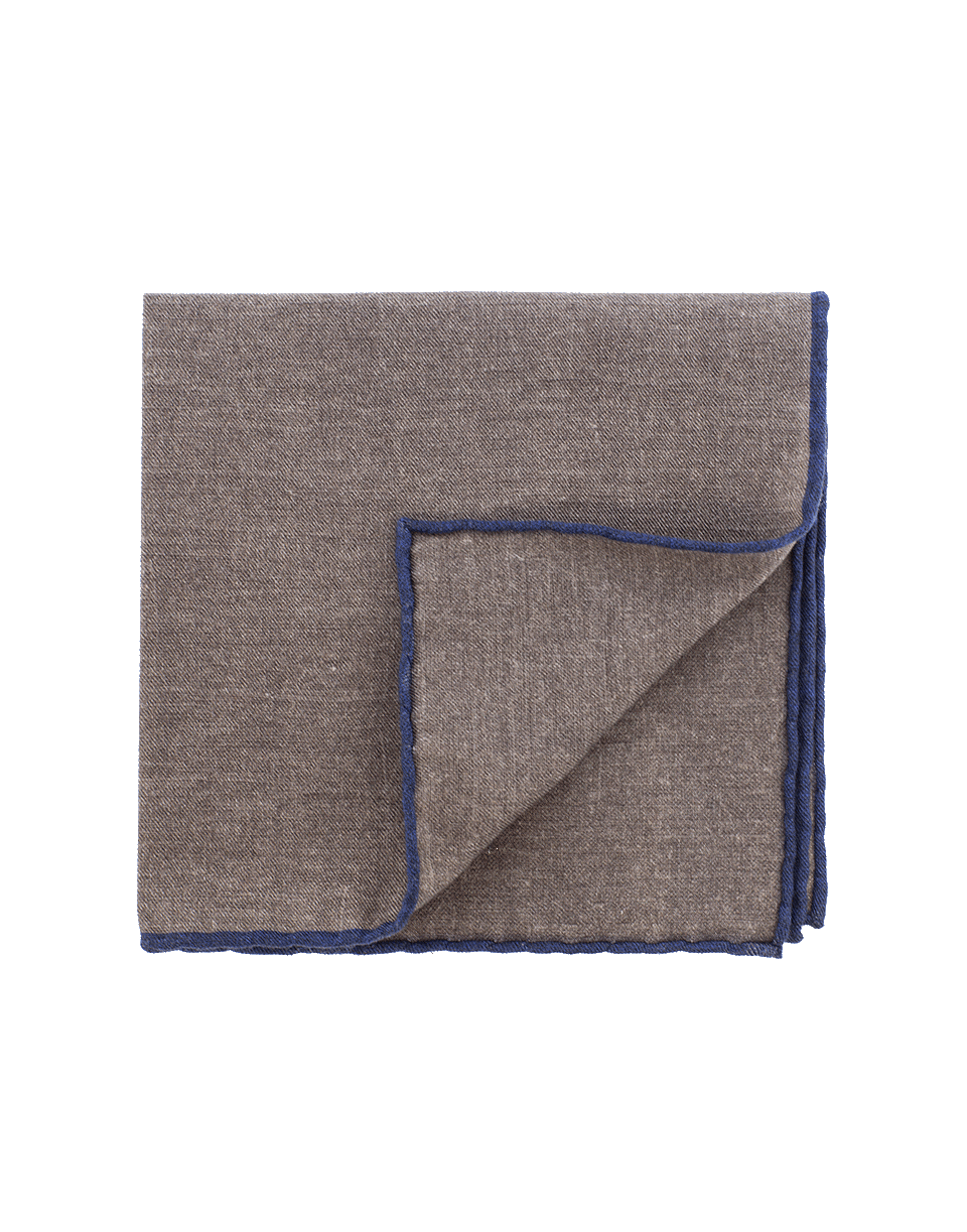 ELEVENTY-Solid Pocket Square With Trim-BRN/NVY