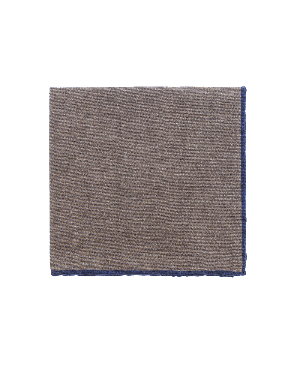ELEVENTY-Solid Pocket Square With Trim-BRN/NVY