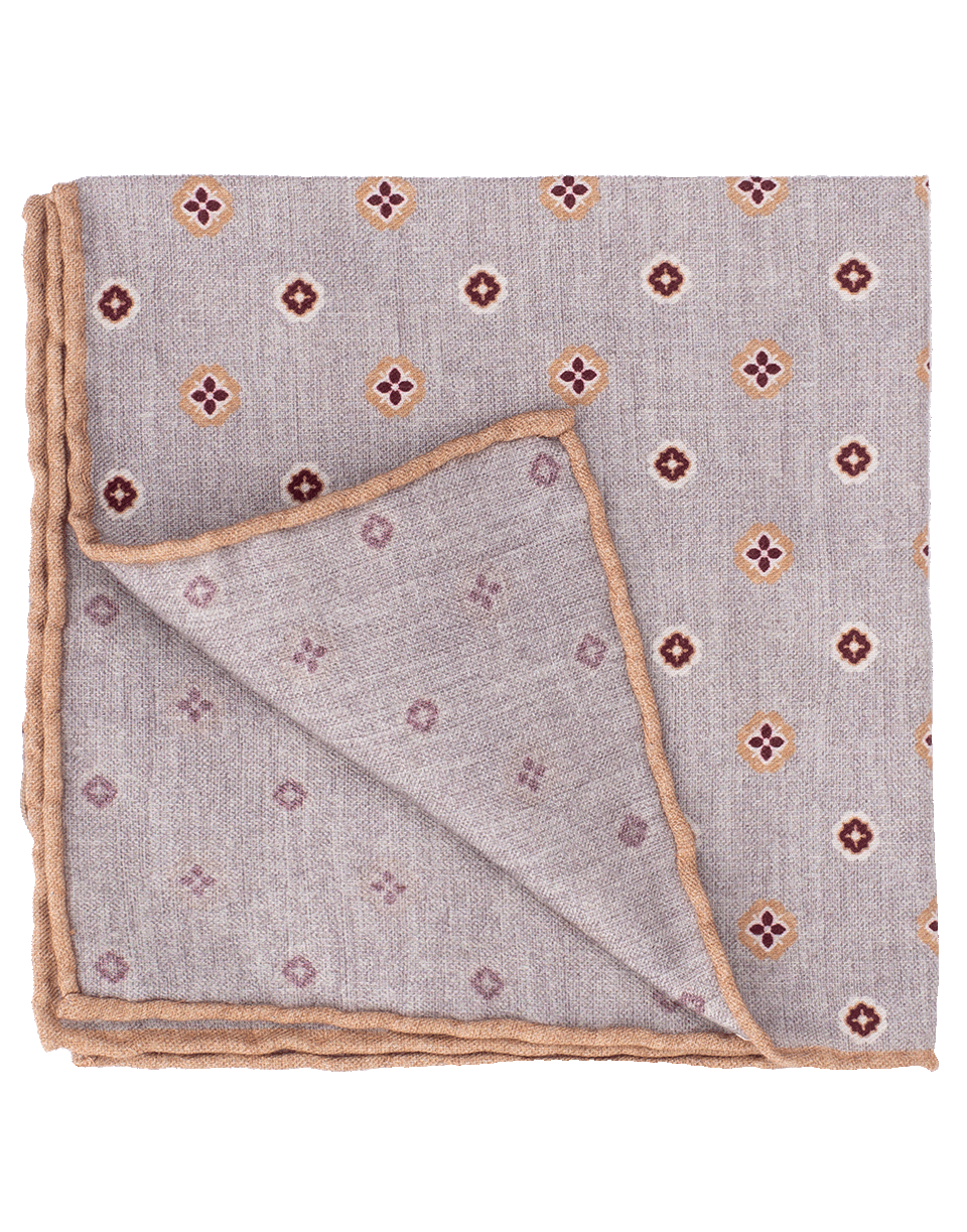 ELEVENTY-Medallion Pocket Square-BRWN/GRY