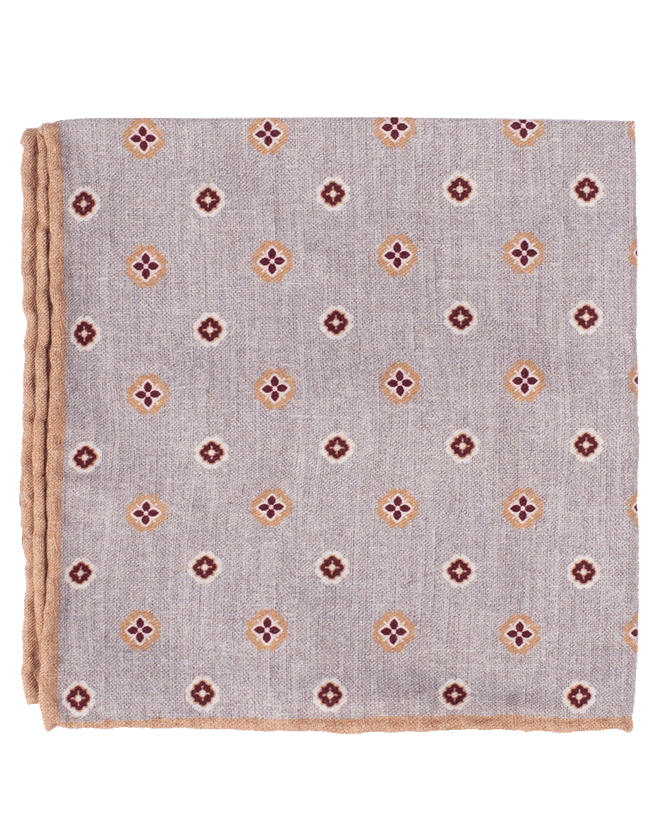 ELEVENTY-Medallion Pocket Square-BRWN/GRY