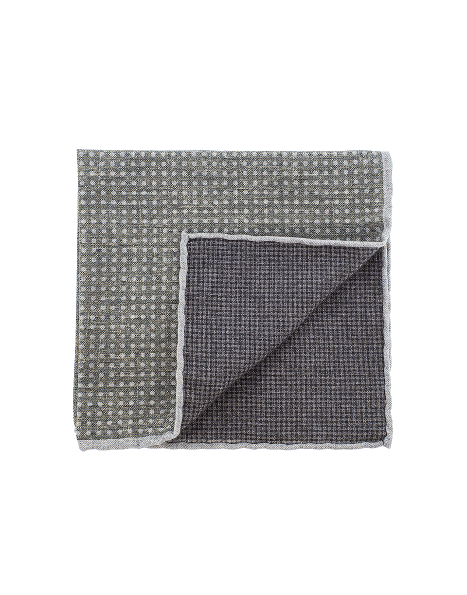 ELEVENTY-Pocket Square With Polka Dots-GRN/GRY