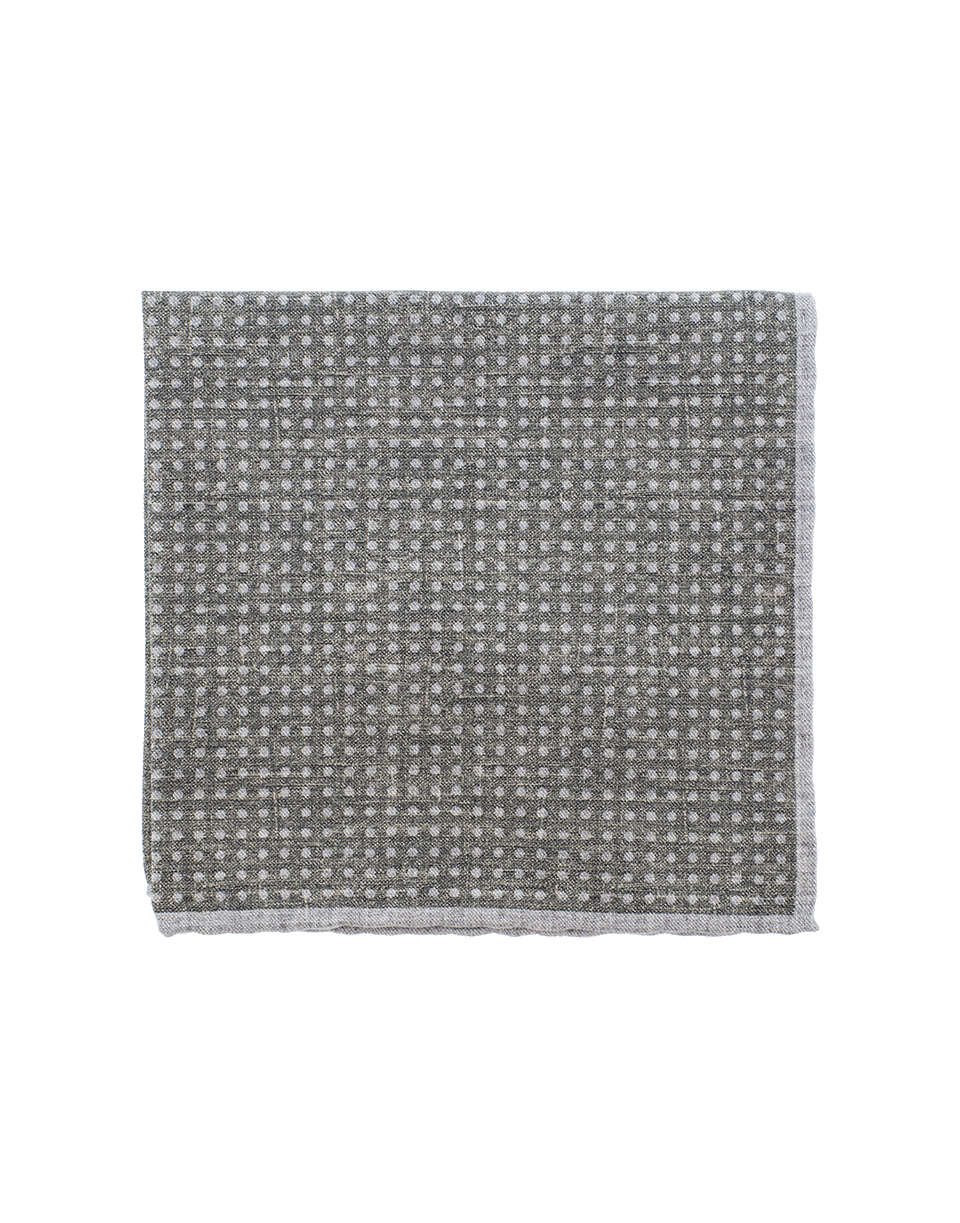 ELEVENTY-Pocket Square With Polka Dots-GRN/GRY