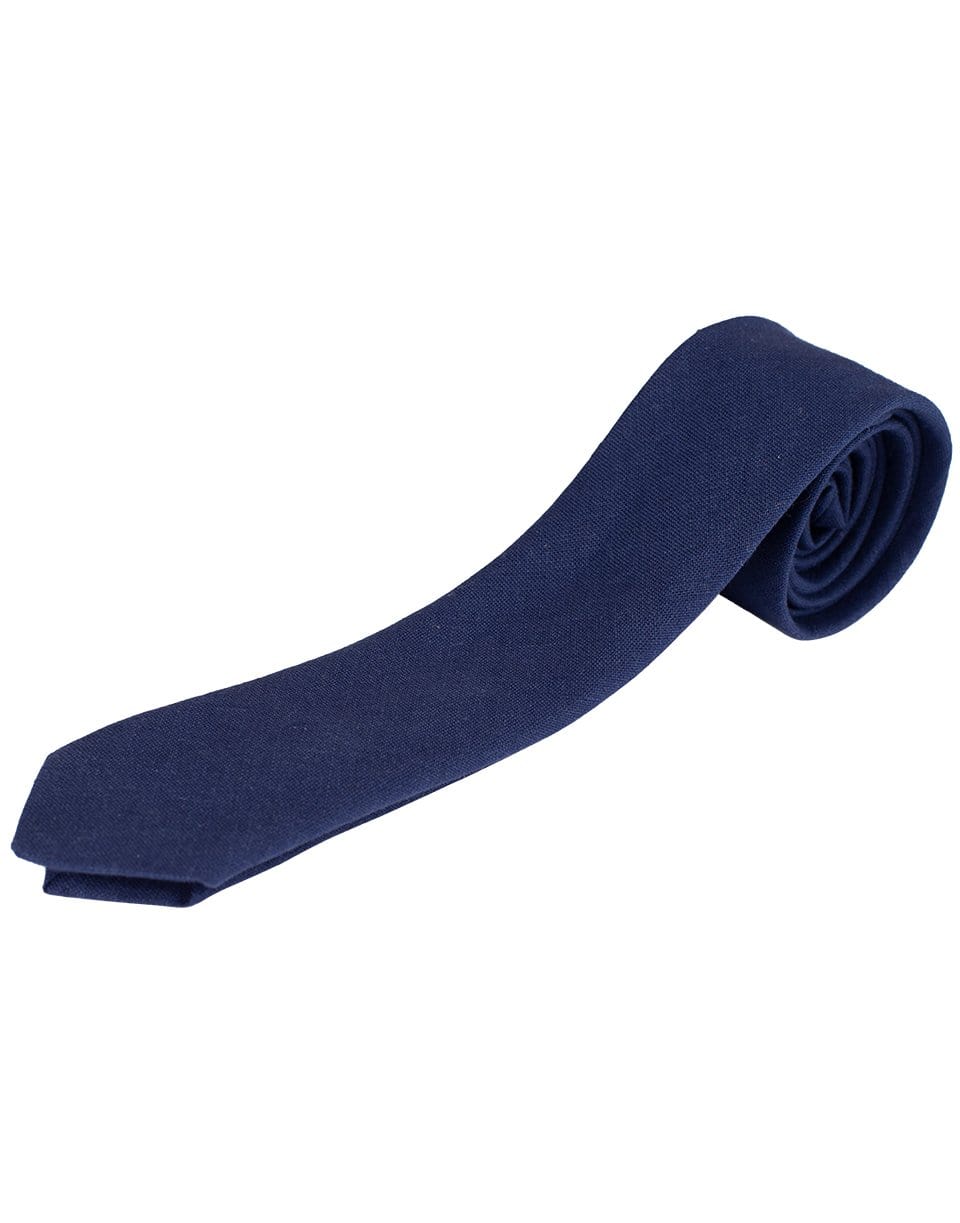 ELEVENTY-Linen Blend Knit Tie-NAVY