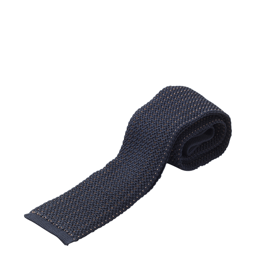 ELEVENTY-Contrast Knit Tie-NAVY/TAN