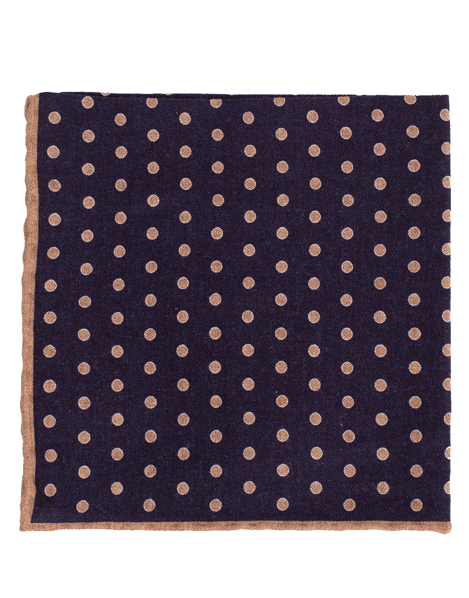 ELEVENTY-Polka Dot Pocket Square-NVY/CAM