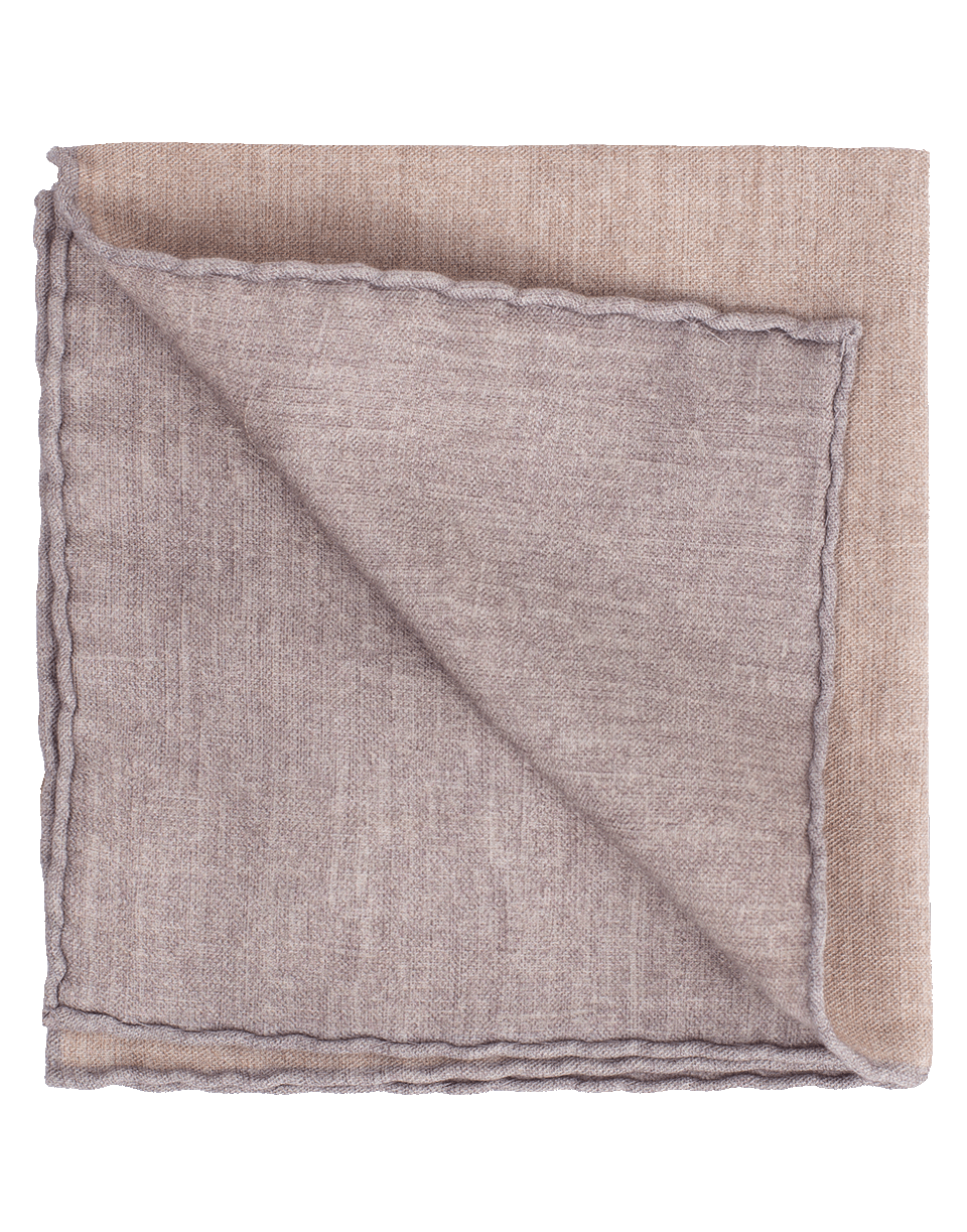 ELEVENTY-Solid Pocket Square with Grey Trim-SAND/GRY