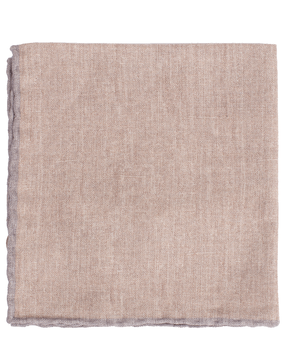 ELEVENTY-Solid Pocket Square with Grey Trim-SAND/GRY