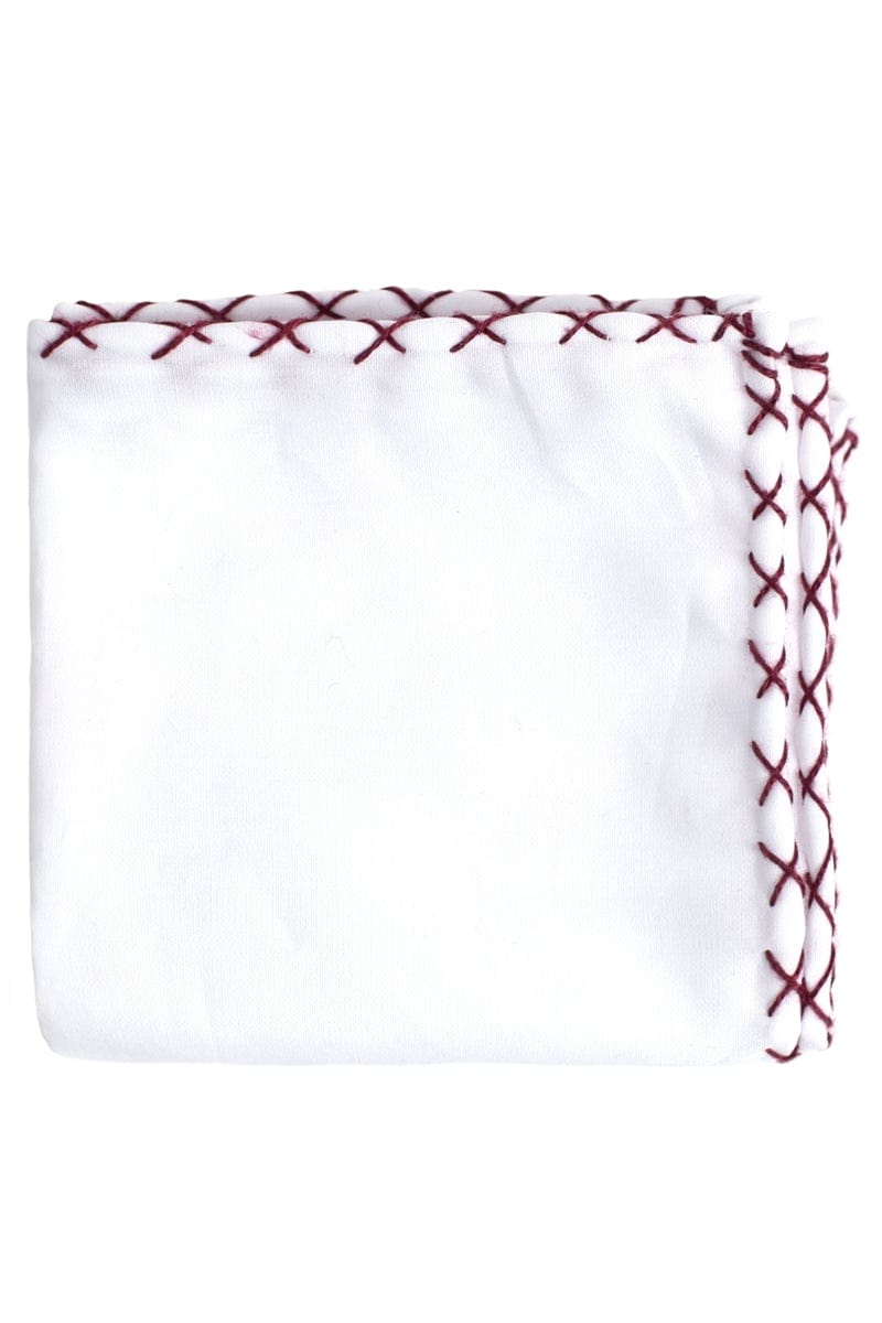 ELEVENTY-Pocket Square-WHT/RED