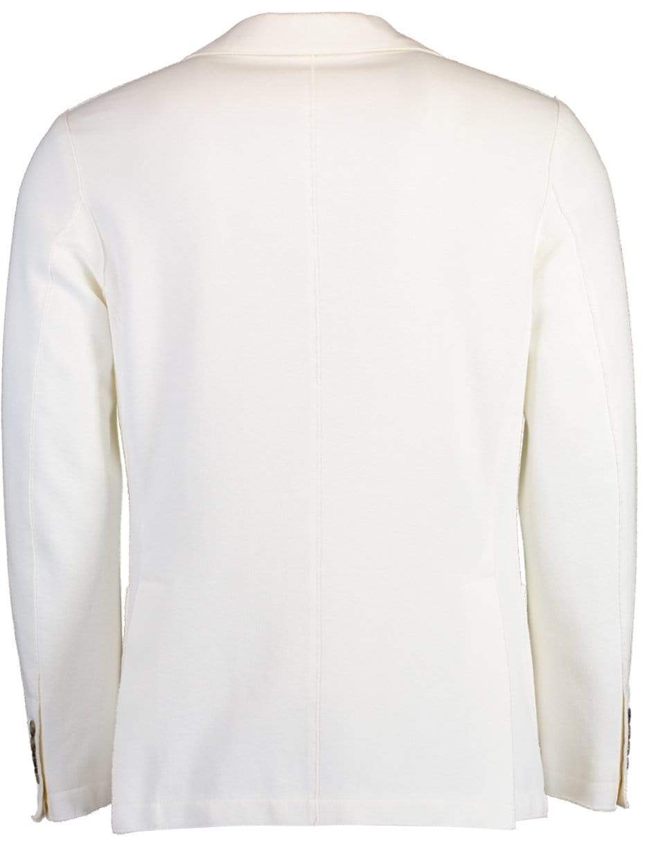 ELEVENTY-White Single Breasted Laser Cut Jacket-