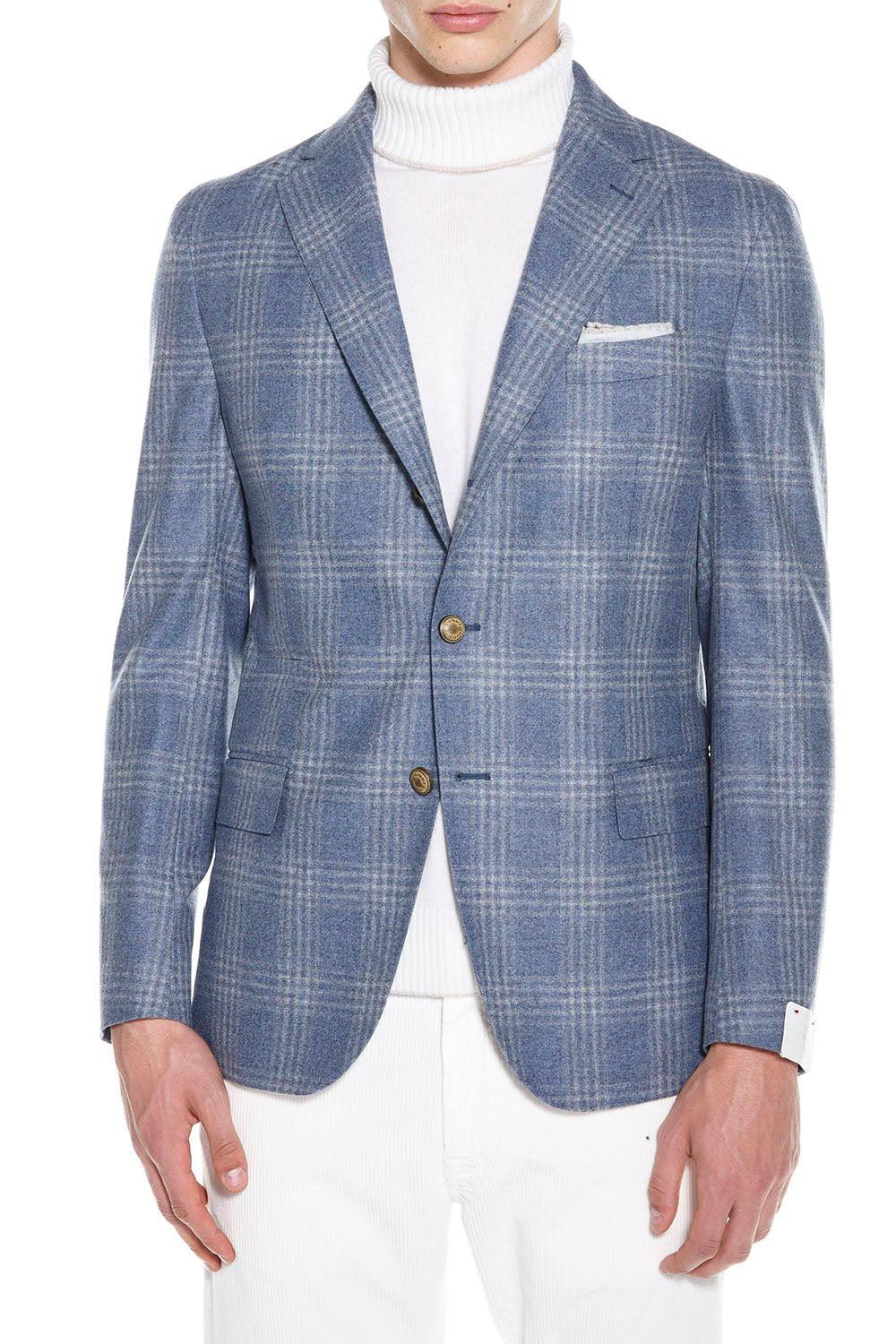 ELEVENTY-Single Breasted Jacket - Blue-
