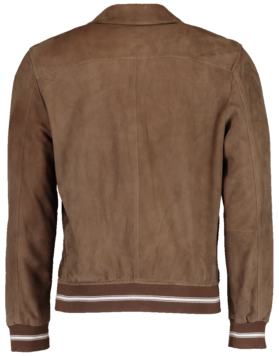 ELEVENTY-Striped Cuff Suede Bomber-