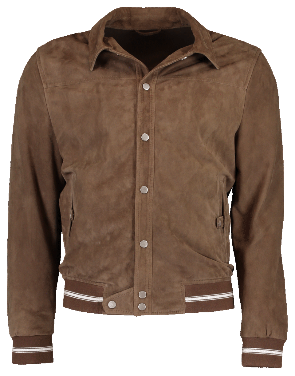 ELEVENTY-Striped Cuff Suede Bomber-