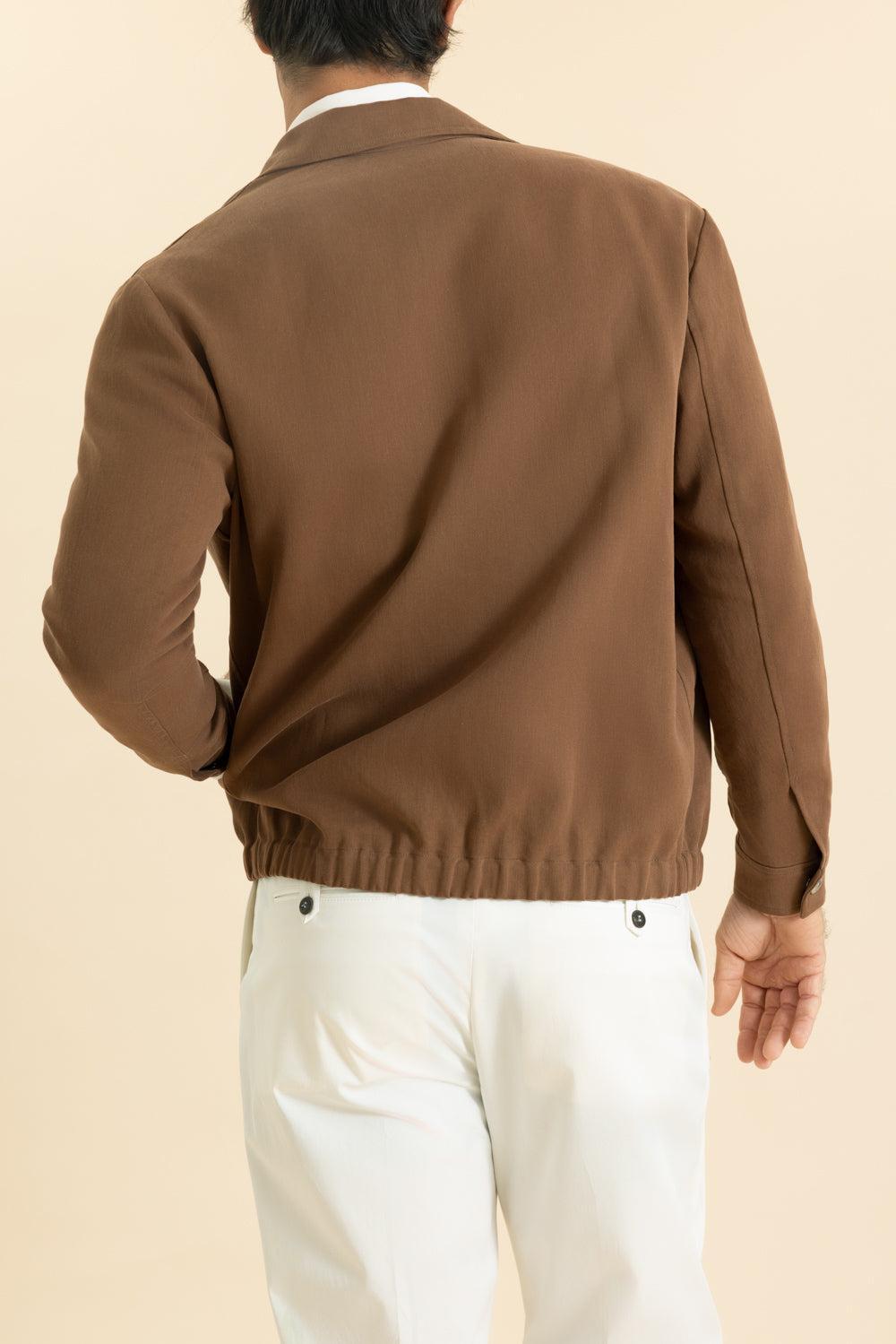 Zip Bomber Jacket-BROWN-50-MENSCLOTHINGJACKET-ELEVENTY