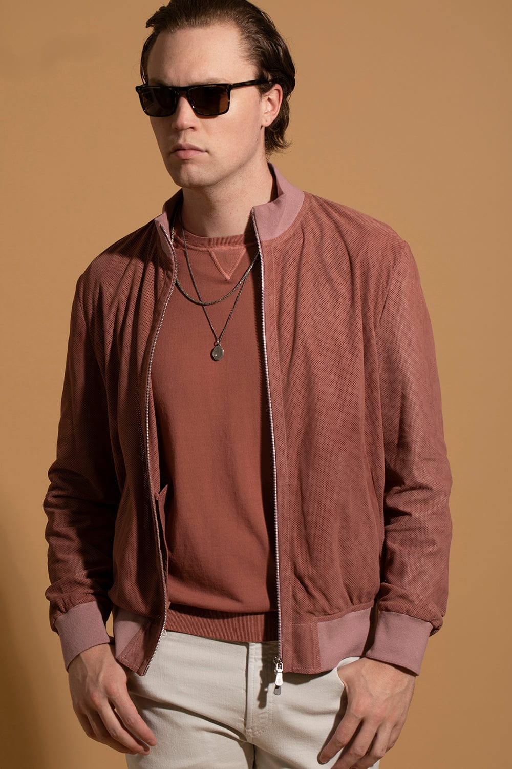 ELEVENTY-Perforated Suede Zip Up Jacket-