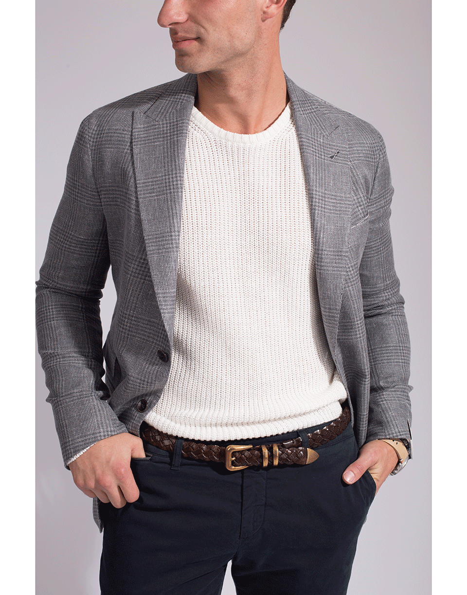 ELEVENTY-Plaid Peak Lapel Platinum Jacket-