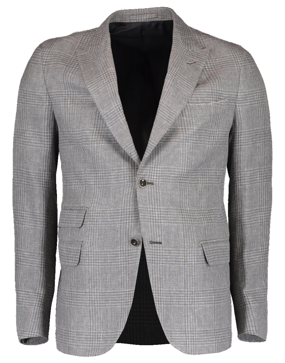 ELEVENTY-Plaid Peak Lapel Platinum Jacket-