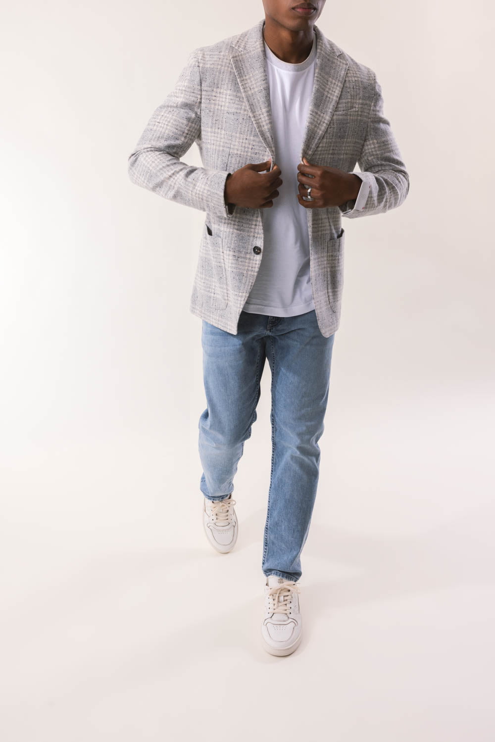 ELEVENTY-Single Breast Soft Jacket - Light Gray Melange-